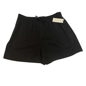 Treasure&Bond Comfort Pull On Linen Blend Drawstring Short Black Size Large NEW